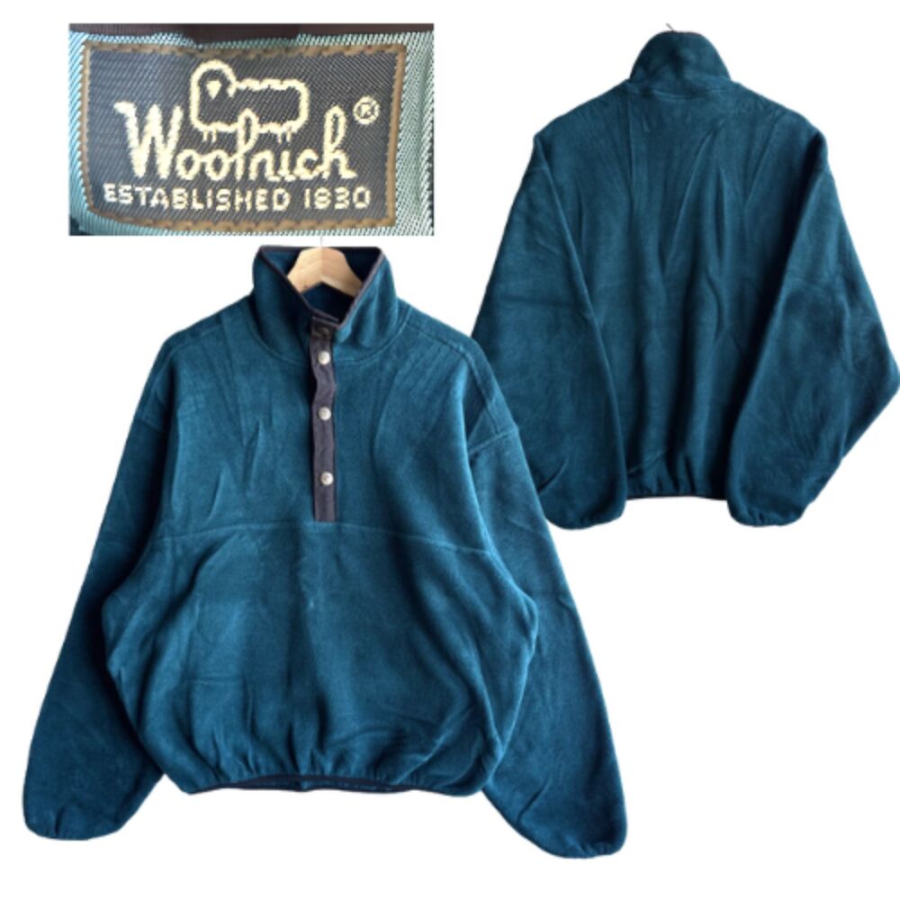 VTG Woolrich Polartec 1/4 Snap Fleece Pullover Women’s Medium Green USA